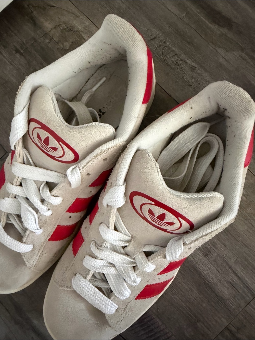 adidas campus Cream Suede Sneakers with Red Stripes - Picture 4 of 4
